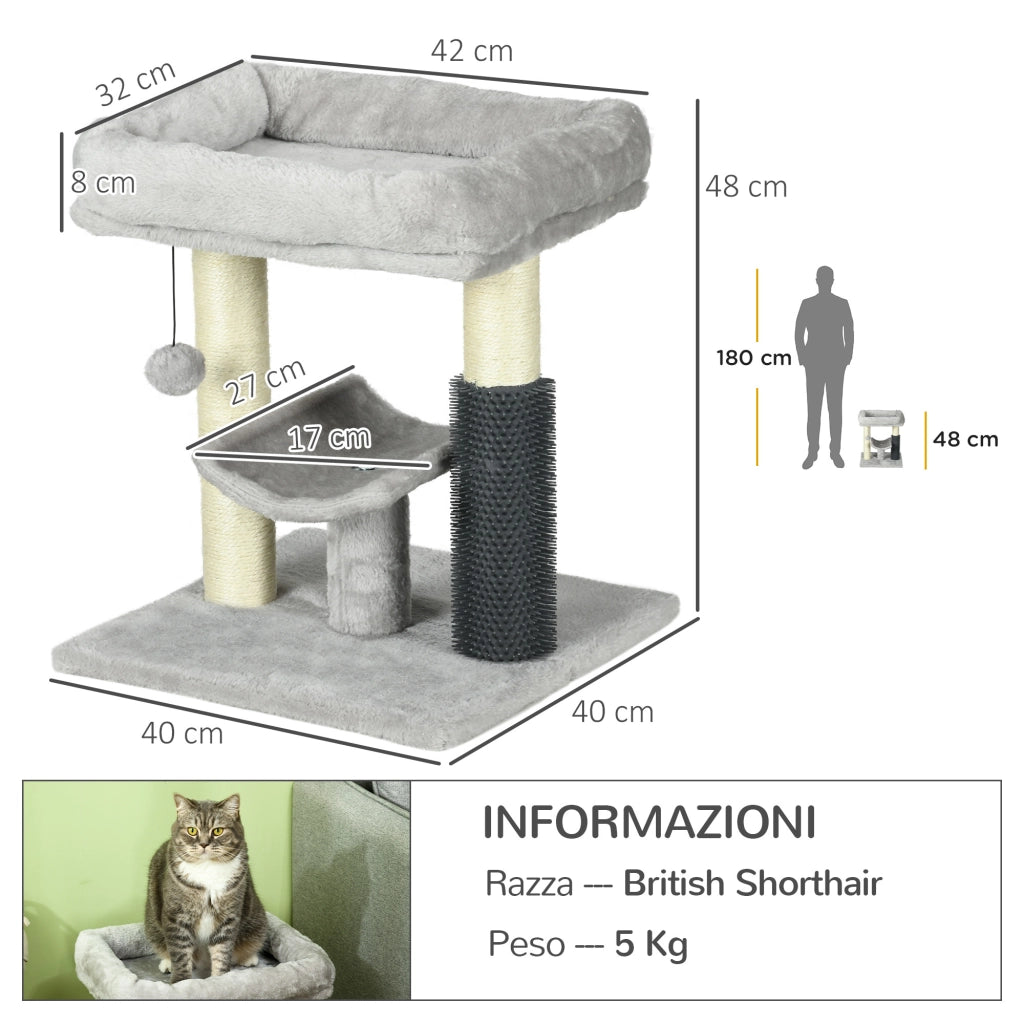 Tiragraffi con Lettino e Piattaforma ¨C Minimal ¨C Grigio 40x40x48 cm