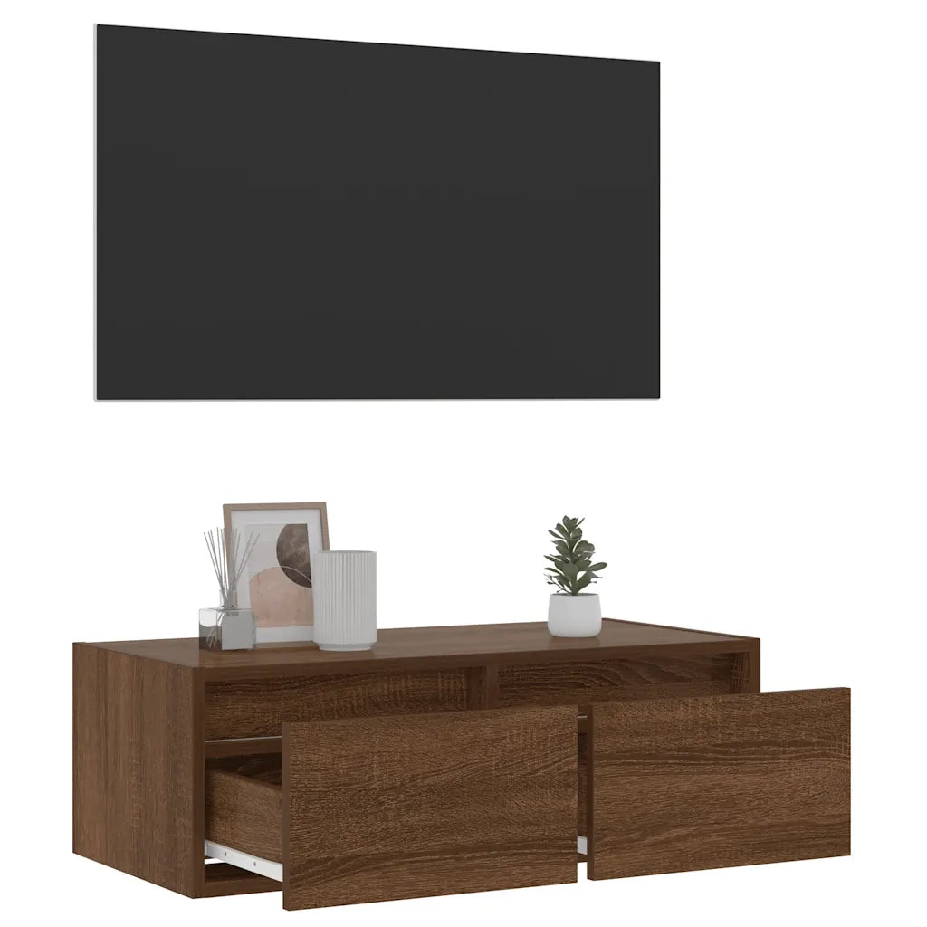 Mobile Porta TV con Luci LED-Mobile per TV-Credenza TV Rovere Marrone 75x35,5x25 cm