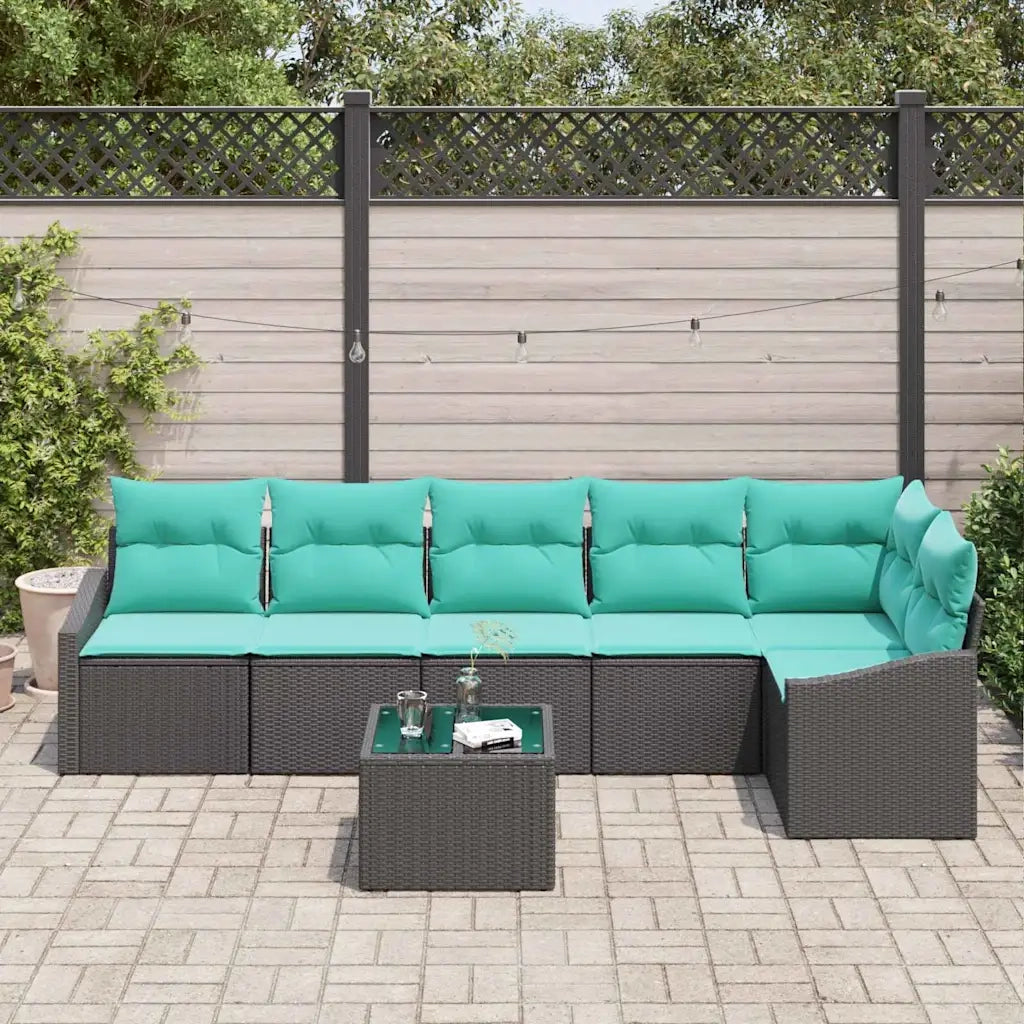 Set di divani con cuscino 7 pcs Nero polyrattan 3346756