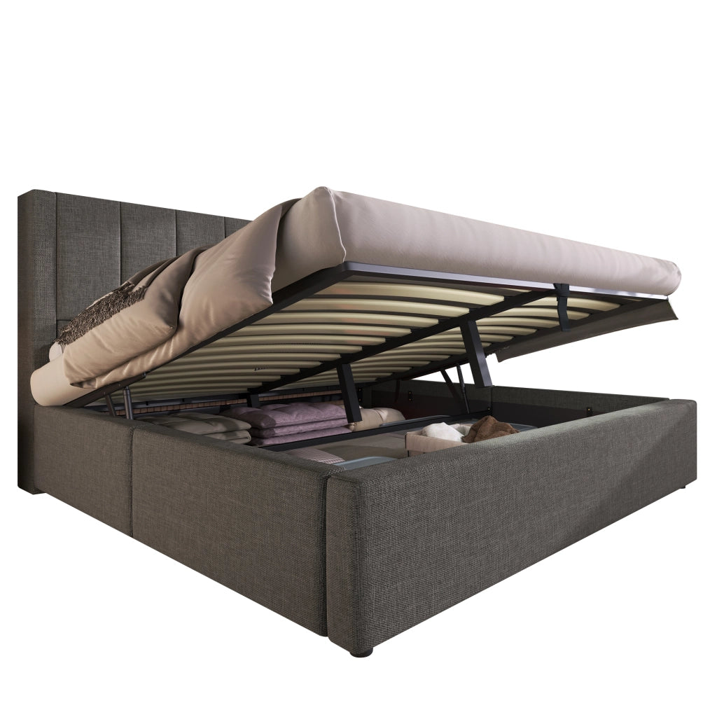 letto imbottito lino grigio 180 x 200 cm