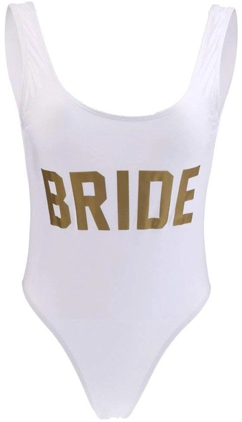 Costume da bagno per donne alta cucitura - abbigliamento da sposa - corpetto charme con lettere dorate stampate - costume da mare elegante - buona elasticità - costume da bagno