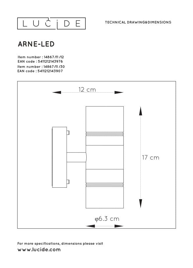 Applique esterna Lucide ARNE-LED GU10 2x5W IP44 2700K