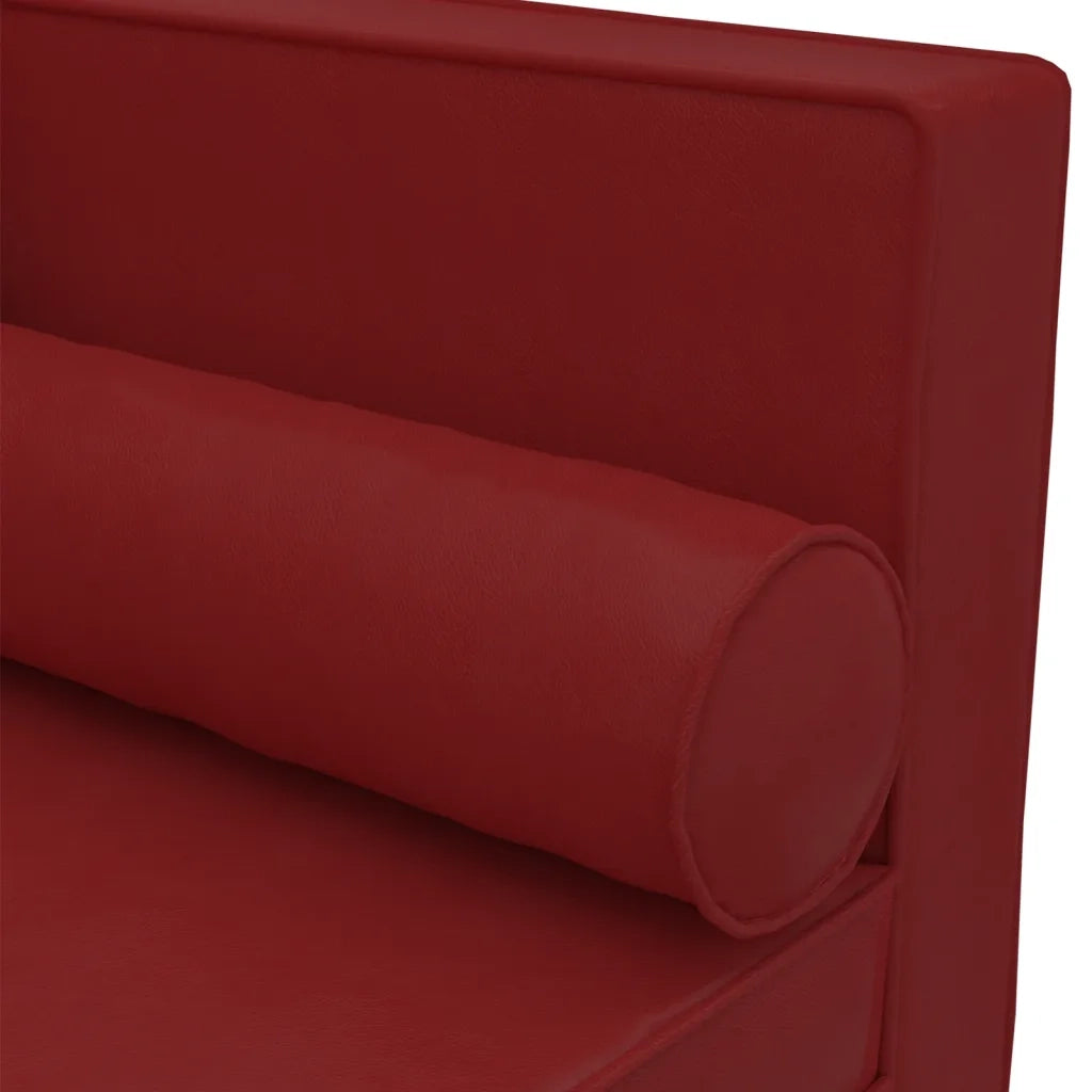 Sdraio con Cuscini e Capezzale Rosso Vino in Similpelle
