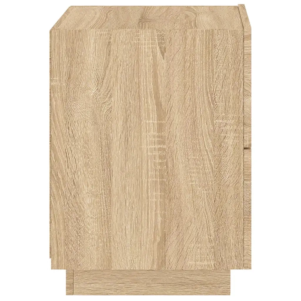 Comodini con Luci LED 2pz-Set di 2 Tavolino da notte Rovere Sonoma in Legno Multistrato 161552