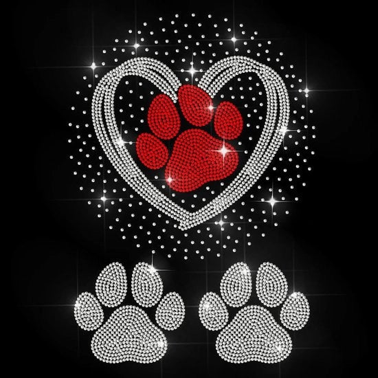 Applicazione di strass per cani - Simbolo da applicare a caldo - Pannelli decorativi - Decorazione per abbigliamento - Strass in vetro 11,7 x 8,7 cm - Sticker per applicazione a caldo