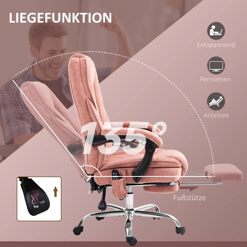 Sedia da ufficio con massaggio vibrante, sedia ergonomica da scrivania con funzione reclinabile, riscaldamento, sedia girevole regolabile in altezza