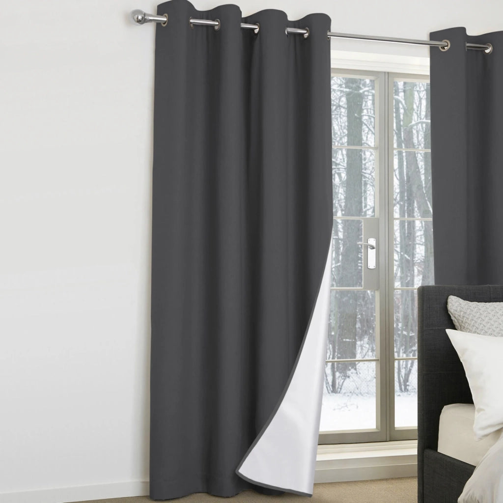 IDMarket - Set di 2 tende termiche grigio antracite 135x240 cm