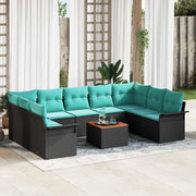 Set Divano da Giardino 10 pcs Nero e Turchese polyrattan 3356044