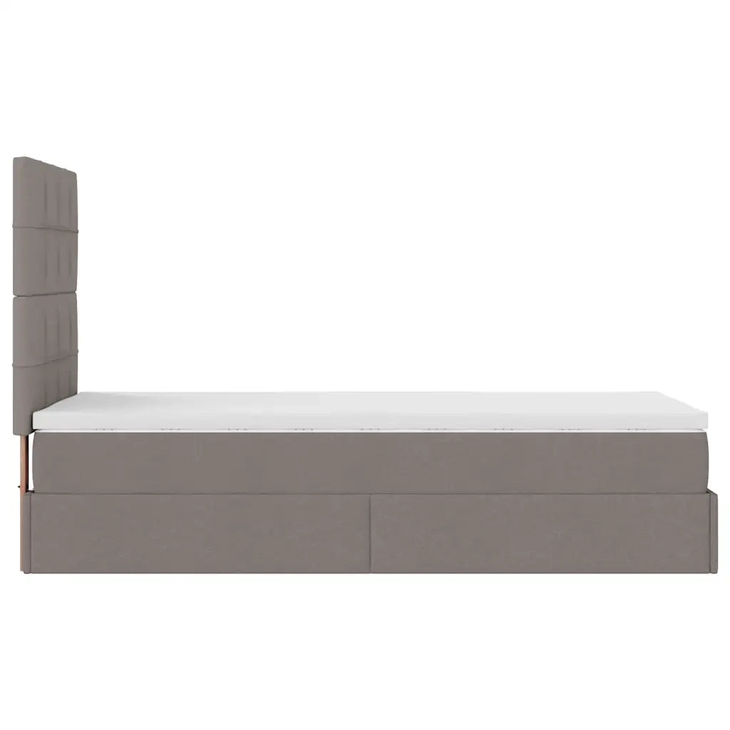 Struttura Letto Pouf con Materasso Tortora 80x200 cm in Tessuto 3313116