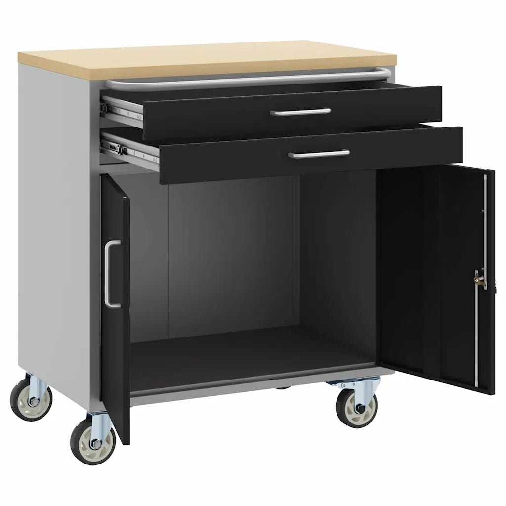 Banco da lavoro con cassetto Nero e Grigio 75 x 45 x 85 cm 4103487