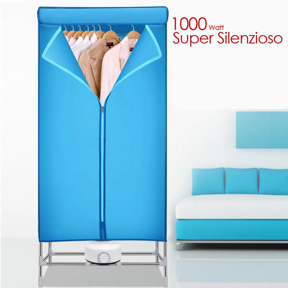 Asciugabiancheria Elettrico ad Armadio 1200W Asciugatrice Stendino ad Aria Azzurro