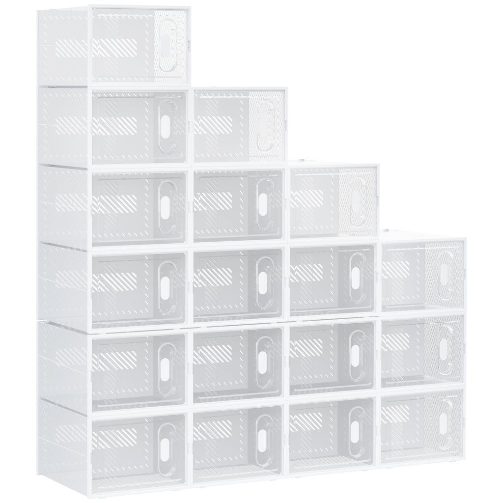 Sistema di organizzazione scarpe 18 pezzi ¨C Zephmum ¨C Bianco, Plastica, 28x36x21 cm