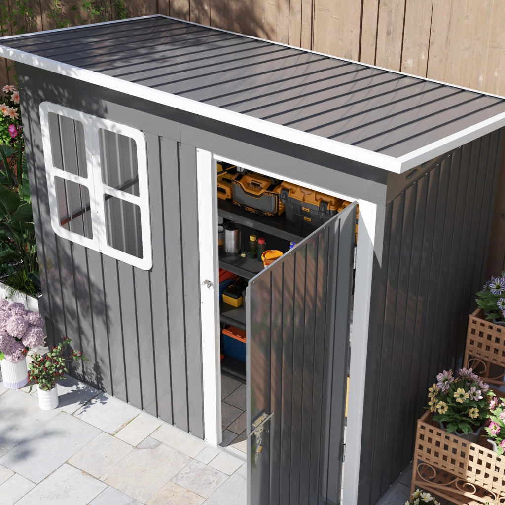 Casetta da giardino 2,55 m2, casetta da giardino con tetto a falda, 221 x 133 x 190/173 cm, capanno per attrezzi con porta chiudibile a chiave,
