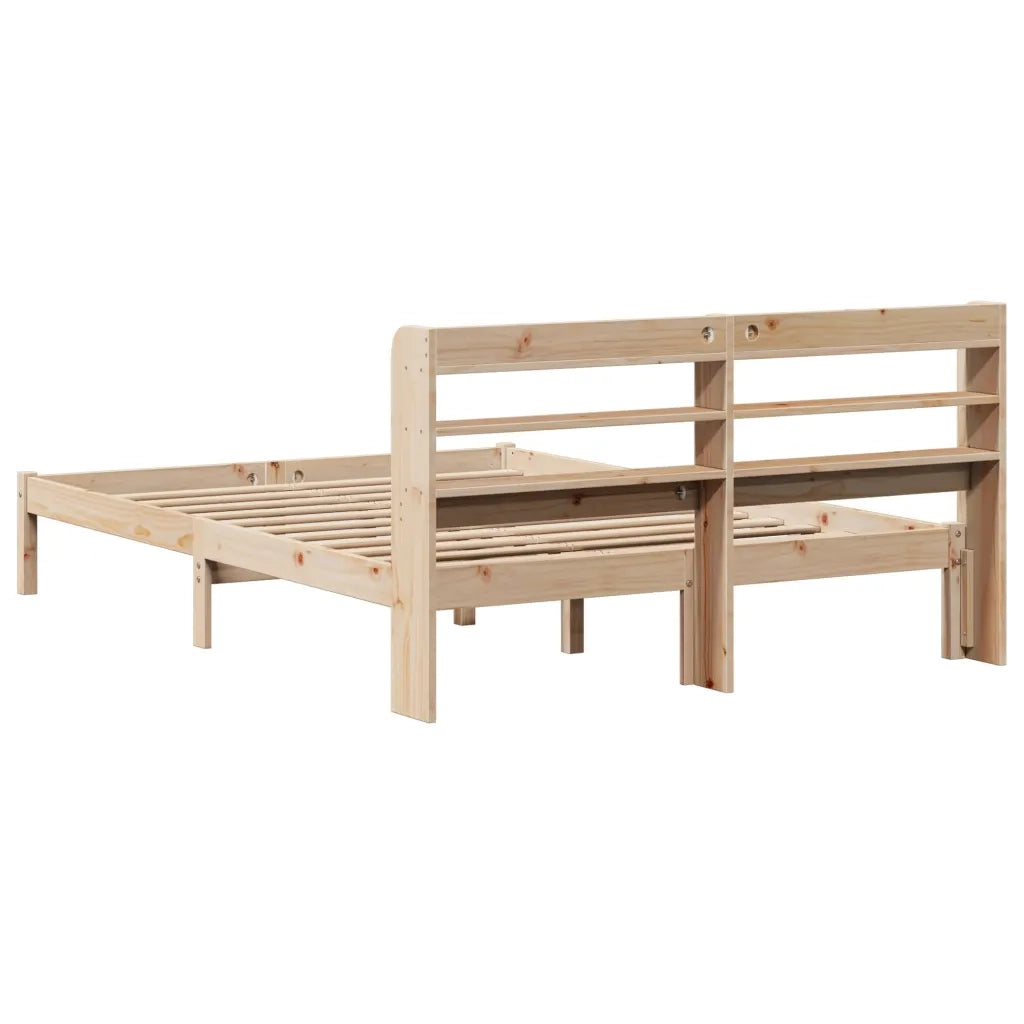 Letto matrimoniale | Letto per adulti | Letto senza Materasso 150x200 cm in Legno Massello di Pino