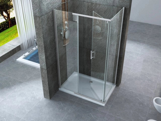 Box doccia due lati con porta battente cristallo 8mm trasparente h.195 SIDE 80 cm,70 cm