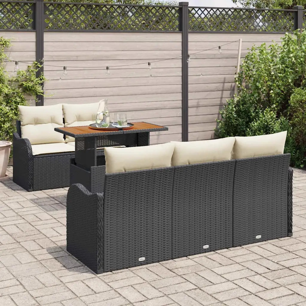 Set Divano da Giardino con archiviazione 6 pcs Nero Poly Rattan 3358133