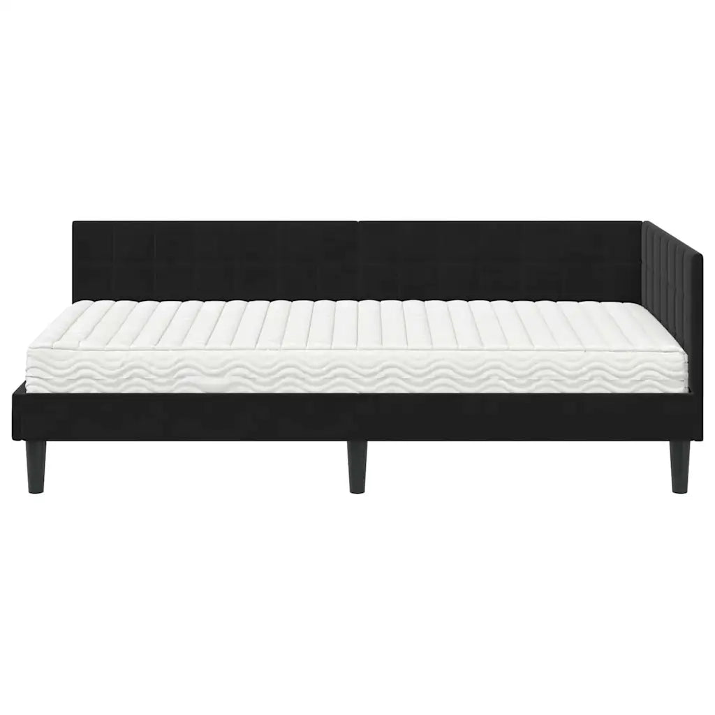 Struttura Letto Angolare con Materasso 2 pcs Nero Velluto 3393973