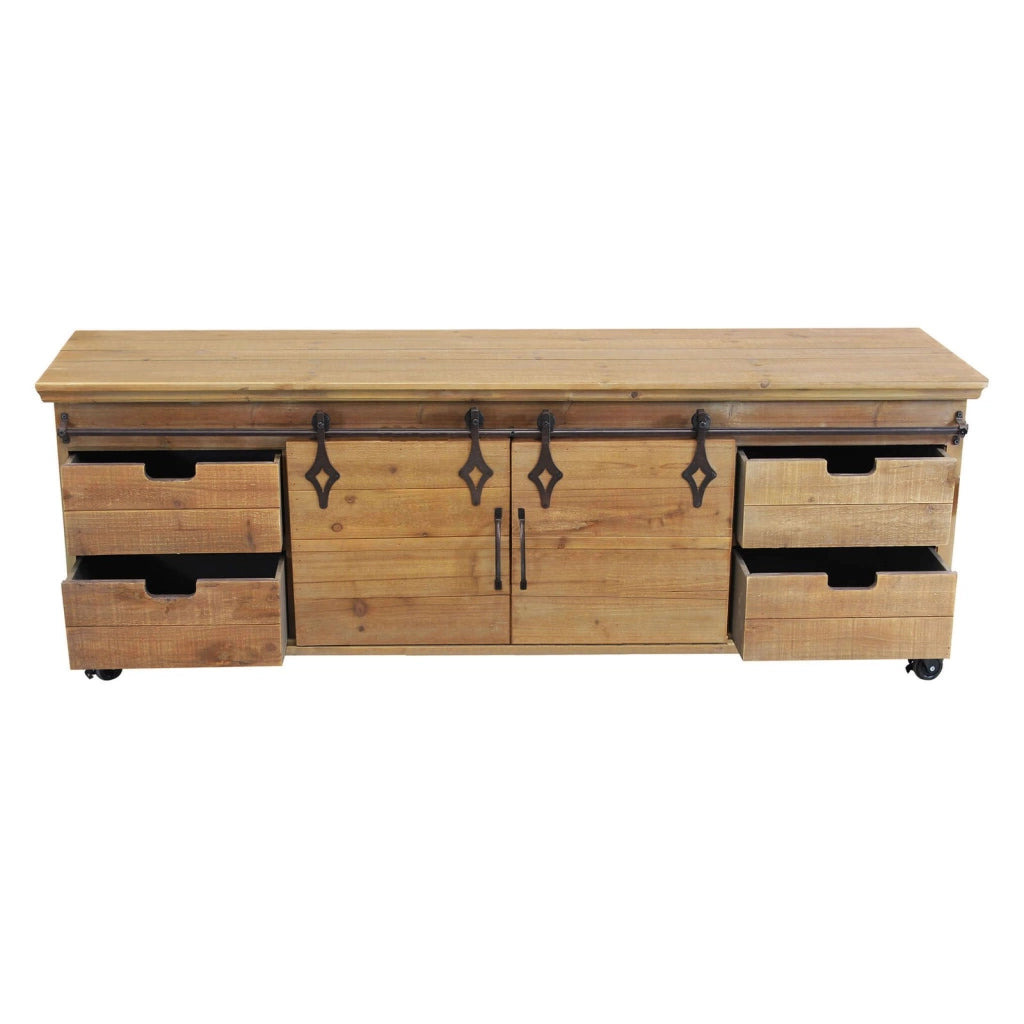 Porta tv per soggiorno Industrial in Legno Metallo cm 151x45x52 - HUGHIE