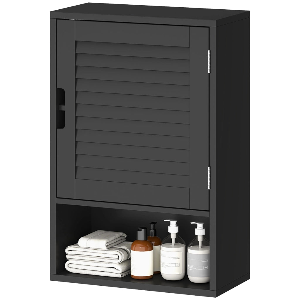Armadietto Bagno a Parete con Ripiano Regolabile e Anta Ammortizzata, 40x20x60 cm, Nero