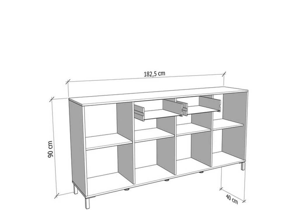 Madia Grondona, Credenza 2 Cassetti, 183x40x90h cm Bianco Crema