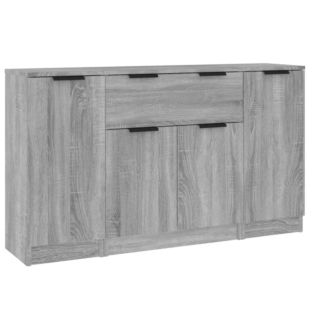 Credenze 3 pz | Madia | Buffet da pranzo | Armadio da pranzo Grigio Sonoma in Legno Multistrato