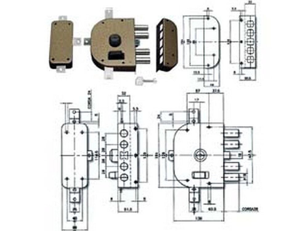 1pz serratura quintuplice applicare scrocco pompa 3350 mm60 dx 3350c 02 cod:ferx.fer214209
