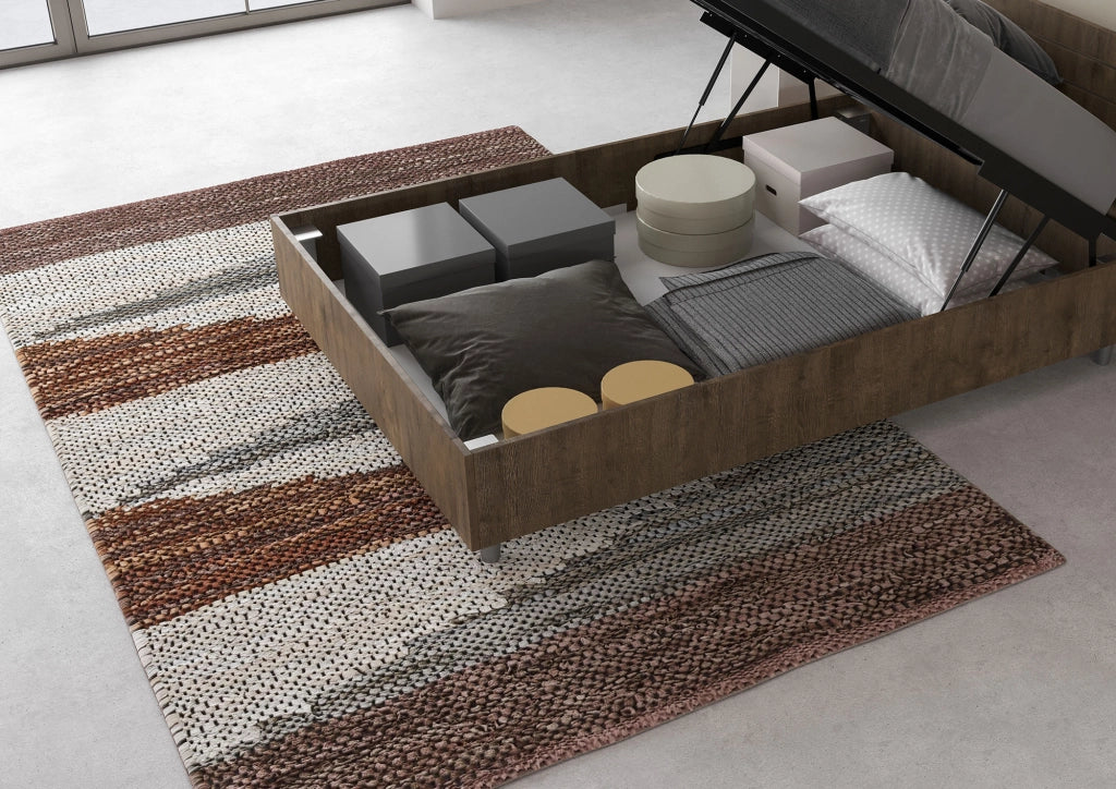 BS COM Letto una piazza e mezza contenitore 120x190 testata inclinata con doghe noce