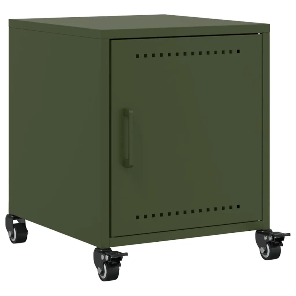 Comodini 2 pz-Set di 2 Tavolino da notte Verde Oliva 36x39x43,5 cm in Acciaio 324375
