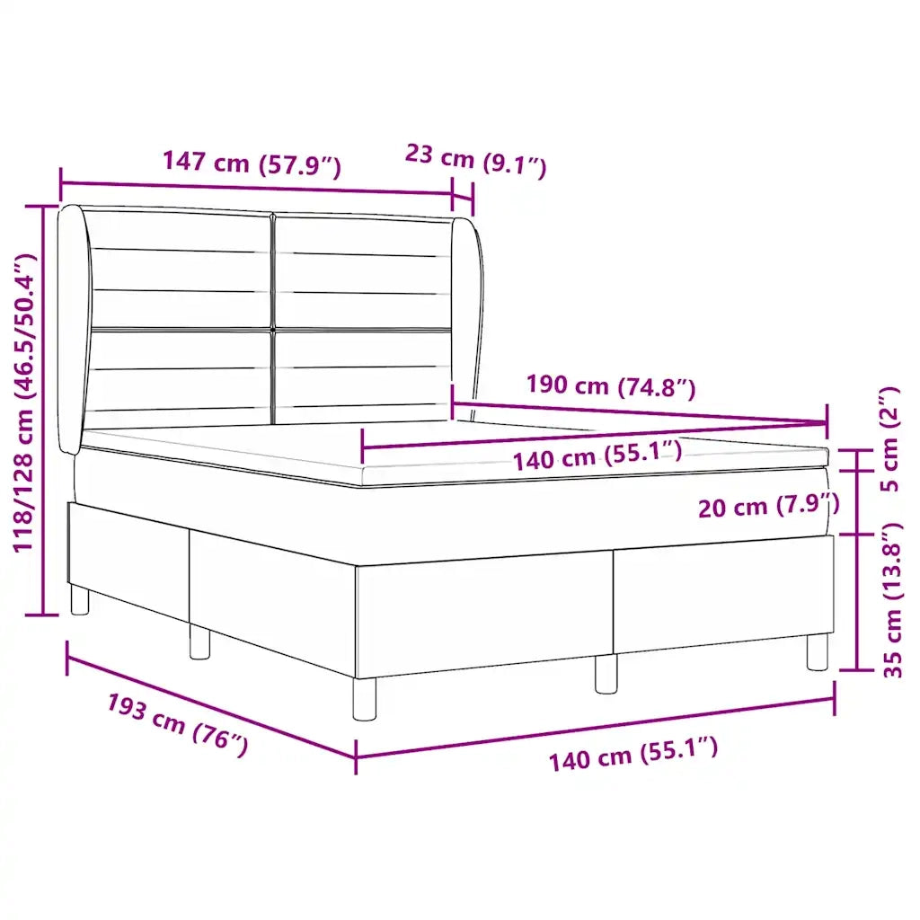 Letto con molle e materasso Grigio Scuro 90x190 cm Tessuto 3340684