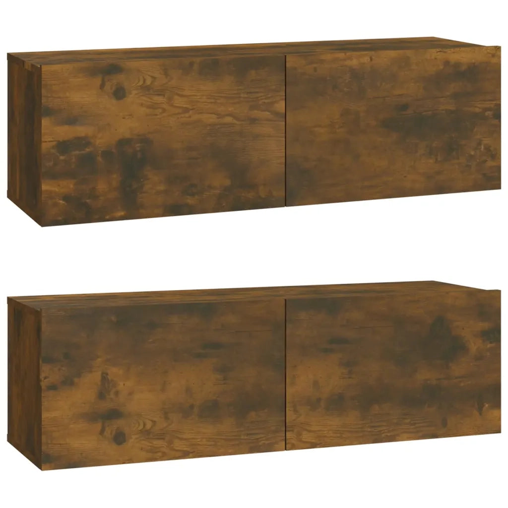 Set di Mobili Porta TV 4 pz Rovere Fumo in Legno Multistrato 3114539