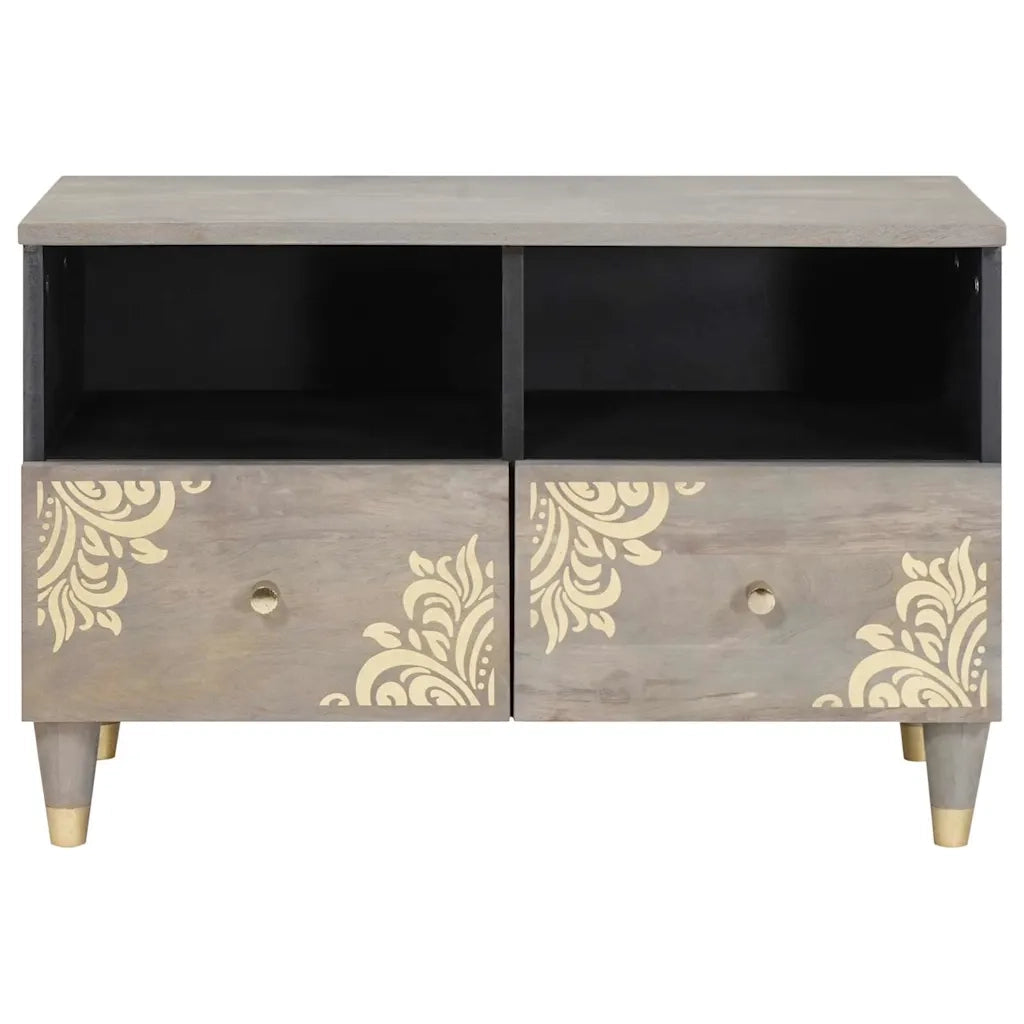 Mobile TV-Credenza TV-Console TV Grigio 70 x 33 x 46 cm Legno di mango massello