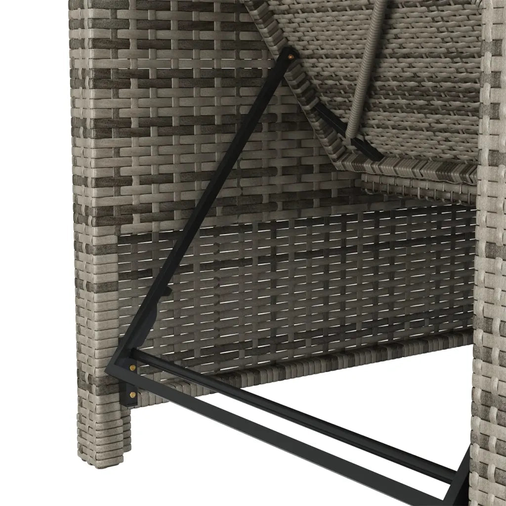 Lettino Prendisole con Cuscino Grigio Scuro Polyrattan Grigio 317180