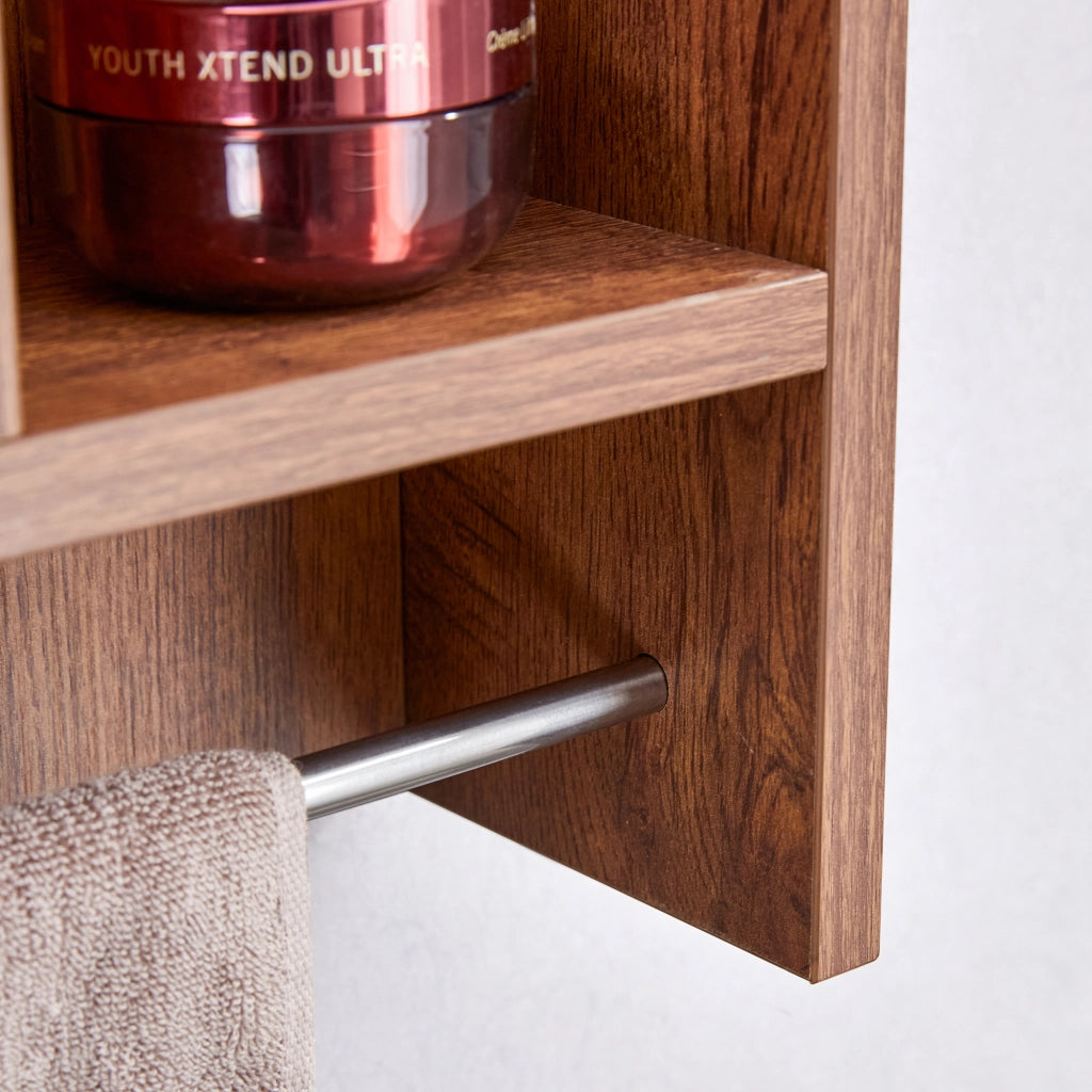 ARMADIO BAGNO Con specchio e ripiani aperti Noce MDF