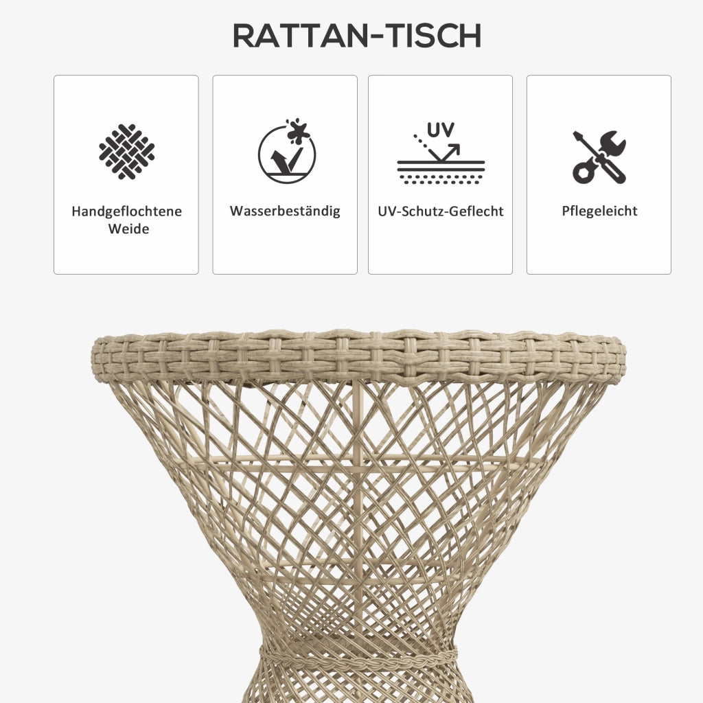 Tavolino da salotto ¨C zephmum ¨C vetro, rattan, 45x45x52, natura