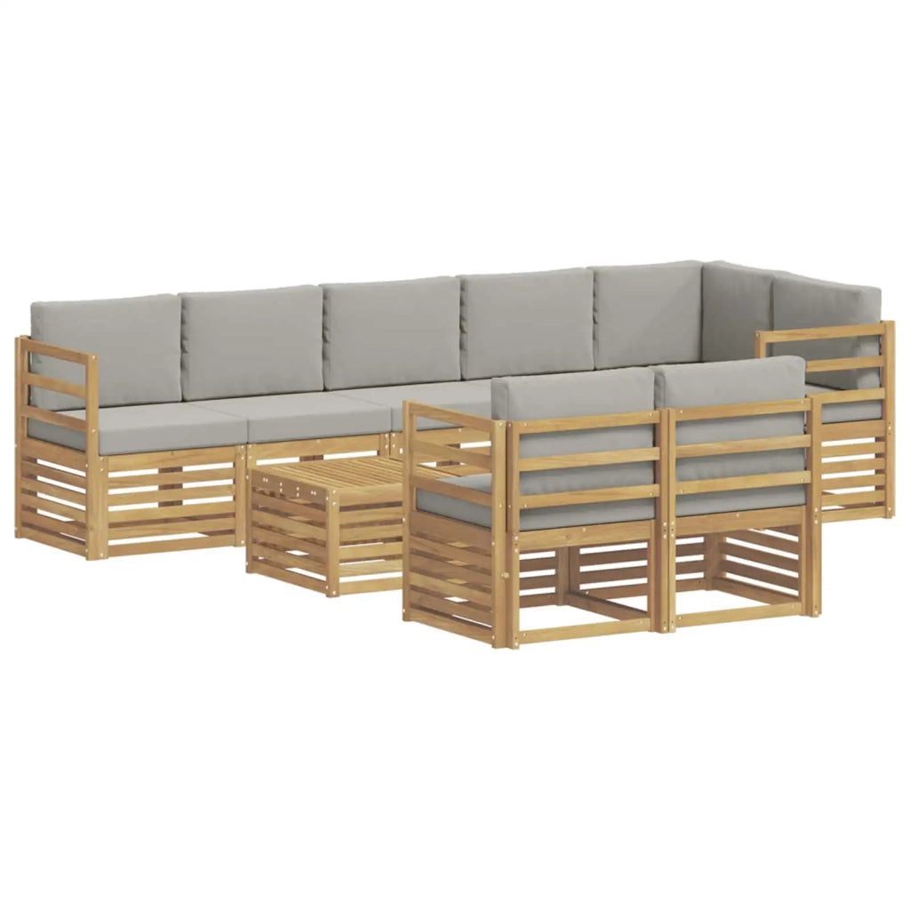 Set di divani da esterno 9 pcs Bianco e Grigio Chiaro 3392056