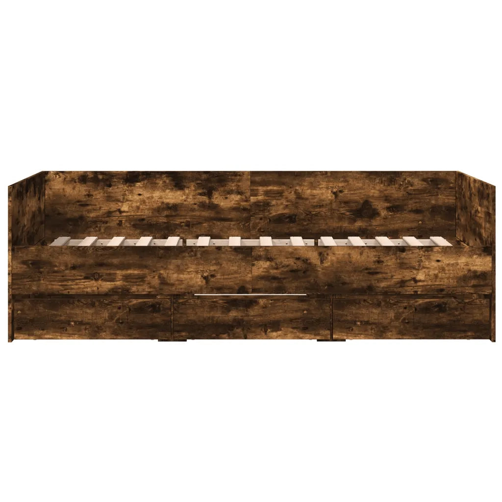 Divano Letto con Cassetti senza Materasso Rovere Fumo 100x200cm 3280815