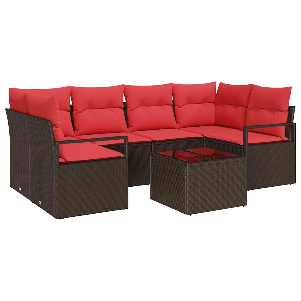 Set di divani 7 pcs Marrone e Rosso polyrattan 3346284