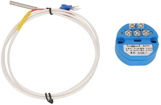 Sensore di Temperatura - Precisione 0,2% - Sensor PT100 - Uscita DC 24V - Campo di Misura 0-100 °C - Installazione Facile - Sensore di Temperatura