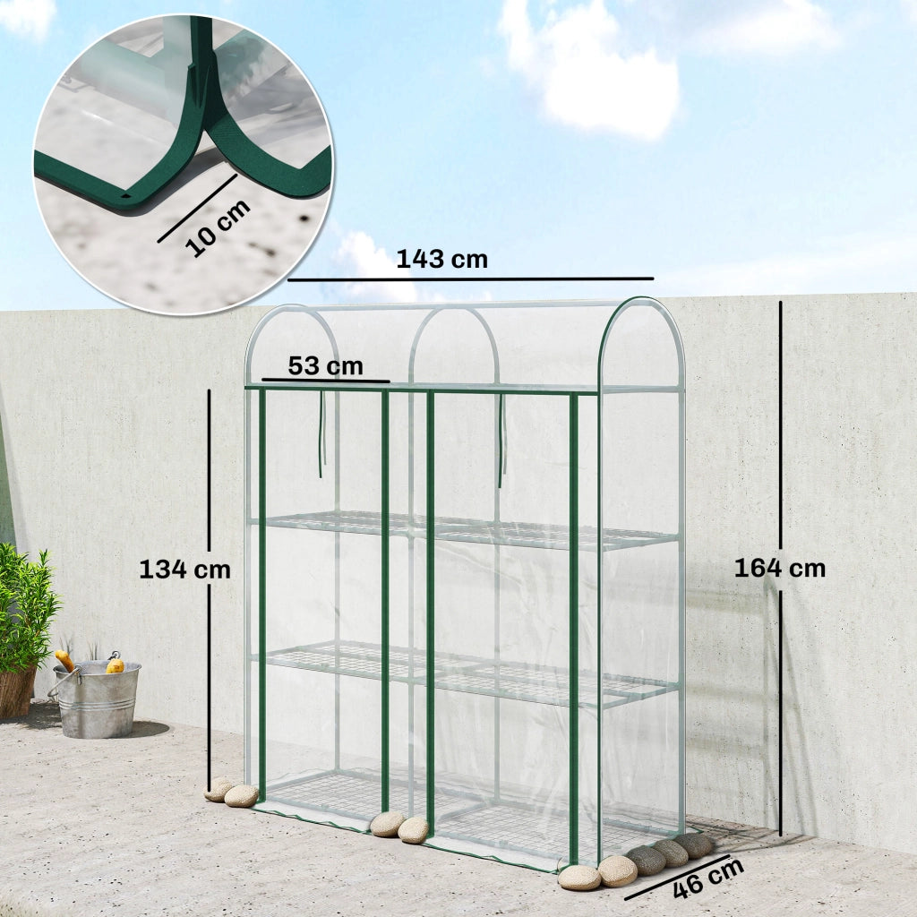 Serra da Giardino 3 Ripiani ¨C Xylo ¨C Struttura Acciaio Telo PVC 2 Porte Avvolgibili