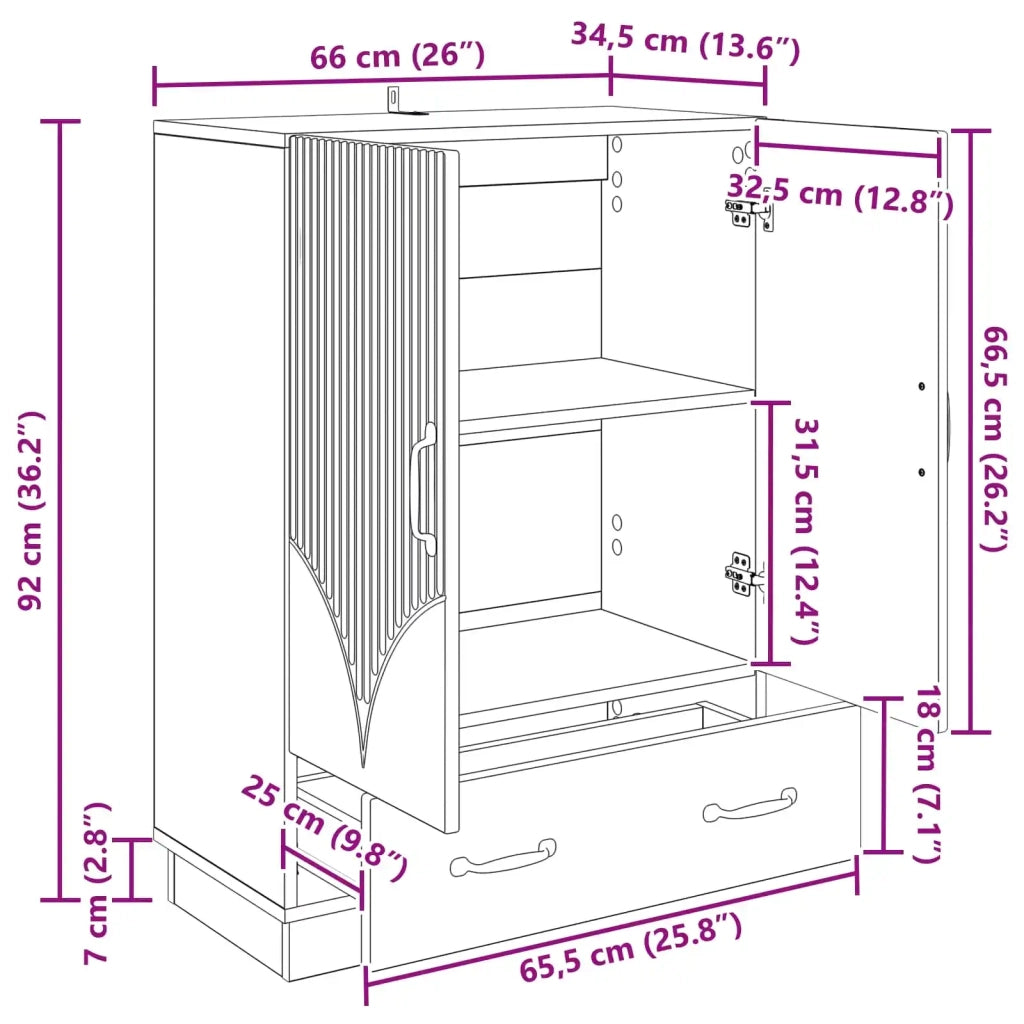 Credenza | Madia | Buffet da pranzo | Armadio da pranzo Rovere Fumo 66 x 34,5 x 92 cm Legno ingegnerizzato