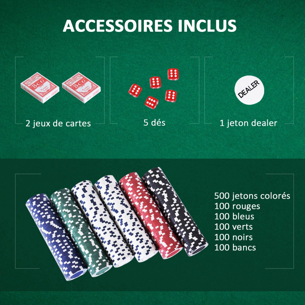 Set da Poker Completo ¨C Minimal ¨C 500 gettoni, 2 mazzi carte, 5 dadi, bottone dealer, 2 chiavi