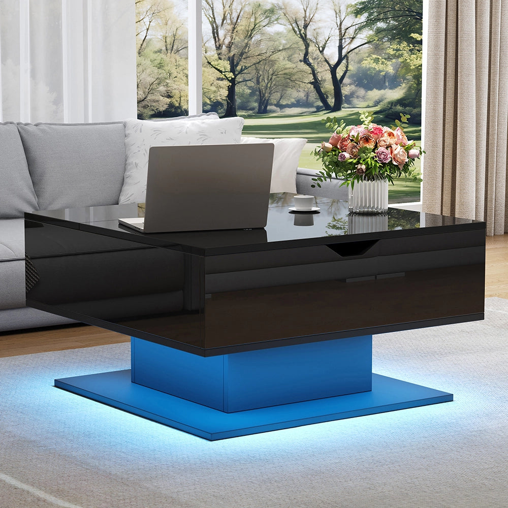 Tavolino idraulico - Xylo - 80x77cm design geometrico nero