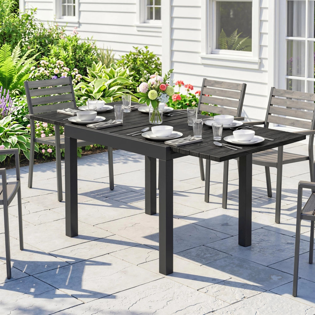 Tavolo da Giardino Allungabile ¨C Minimal ¨C Nero, Alluminio, 80/160x80x75 cm
