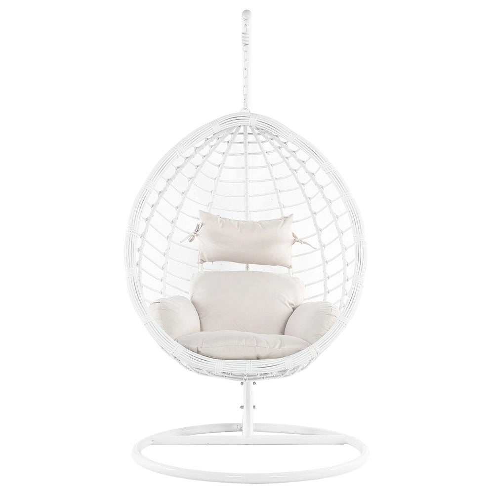 Sedia sospesa poltrona pensile in rattan sintetico bianco altalena a forma di uovo in vimini rustico Boho