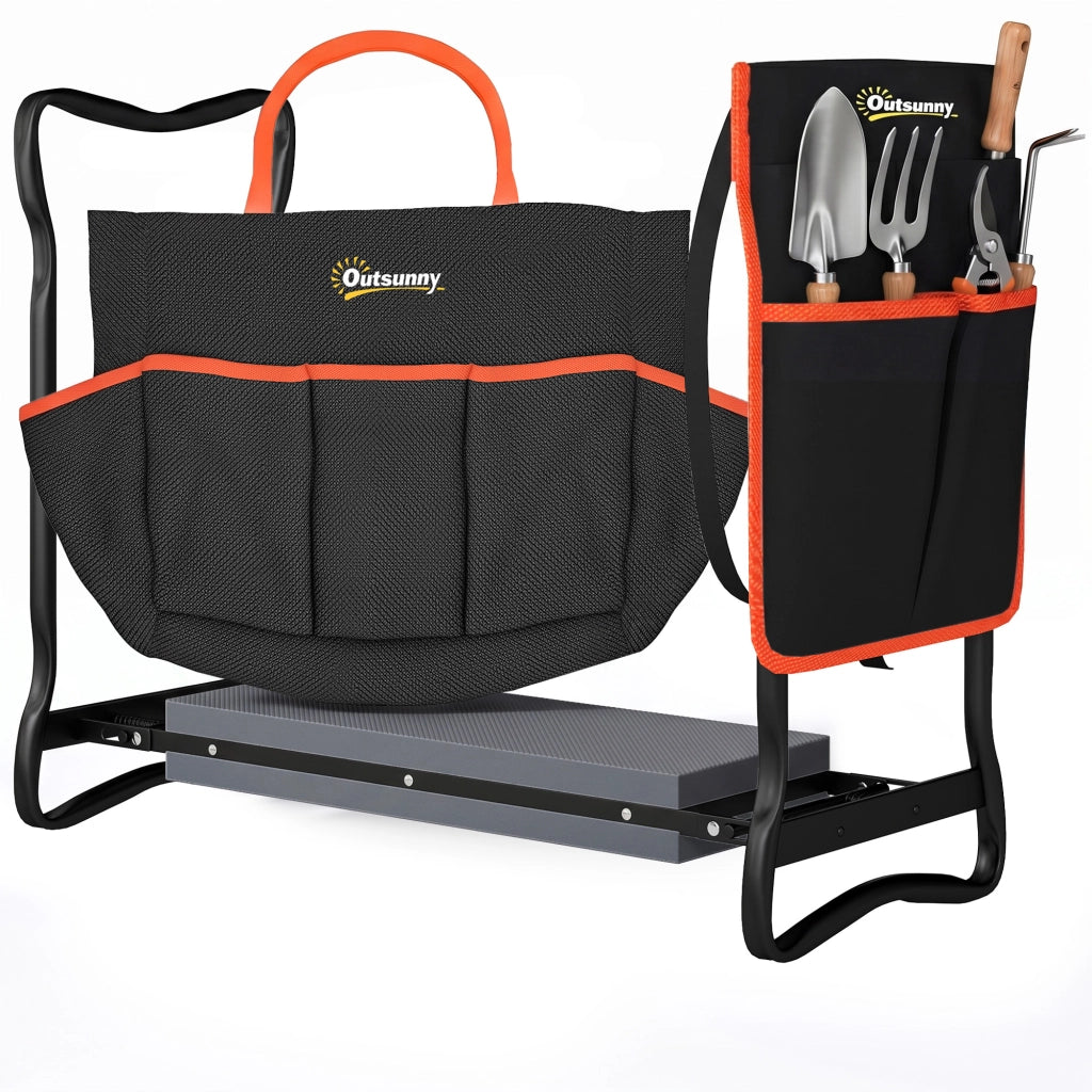 Sgabello da Giardino Pieghevole con Cuscino EVA e Borsa per Attrezzi ¨C Minimal ¨C Grigio