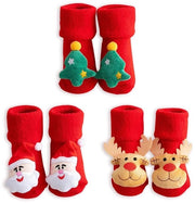 Sokkini Antiscivolo per Bambini 0-1 Anno - 3 Paia - Cotone - Molli e Caldi - Varie Colori