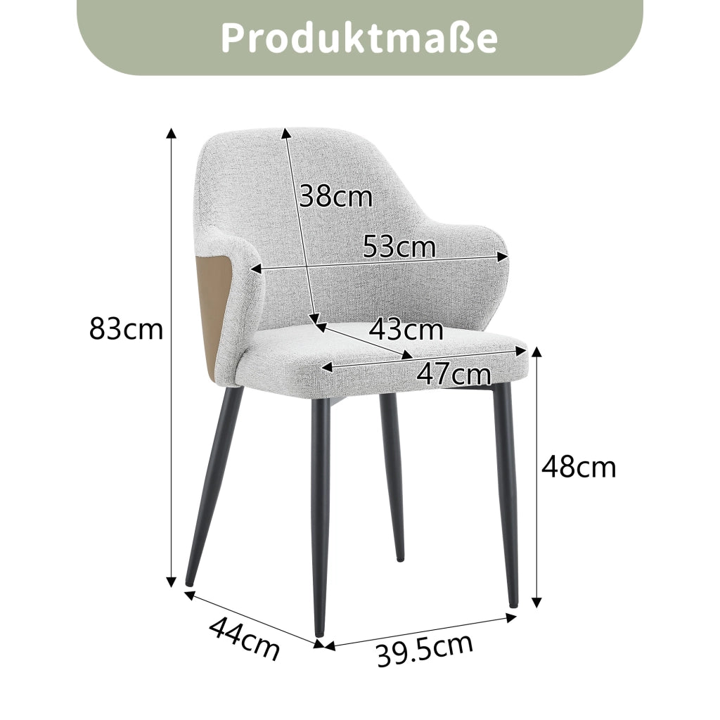 SEDIA DA PRANZO Set da 2 pezzi 83 cm Tessuto grigio chiaro e metallo