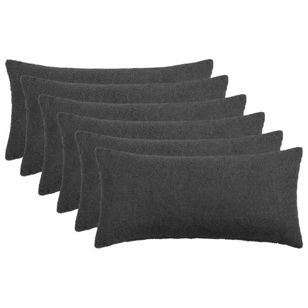 Federa 6 pcs HEERLEN Grigio Scuro 40 x 80 cm Bouclé 909947