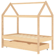 Giroletto per Bambini | Letto Infantile | Lettino con Cassetto in Pino Massello 70x140 cm