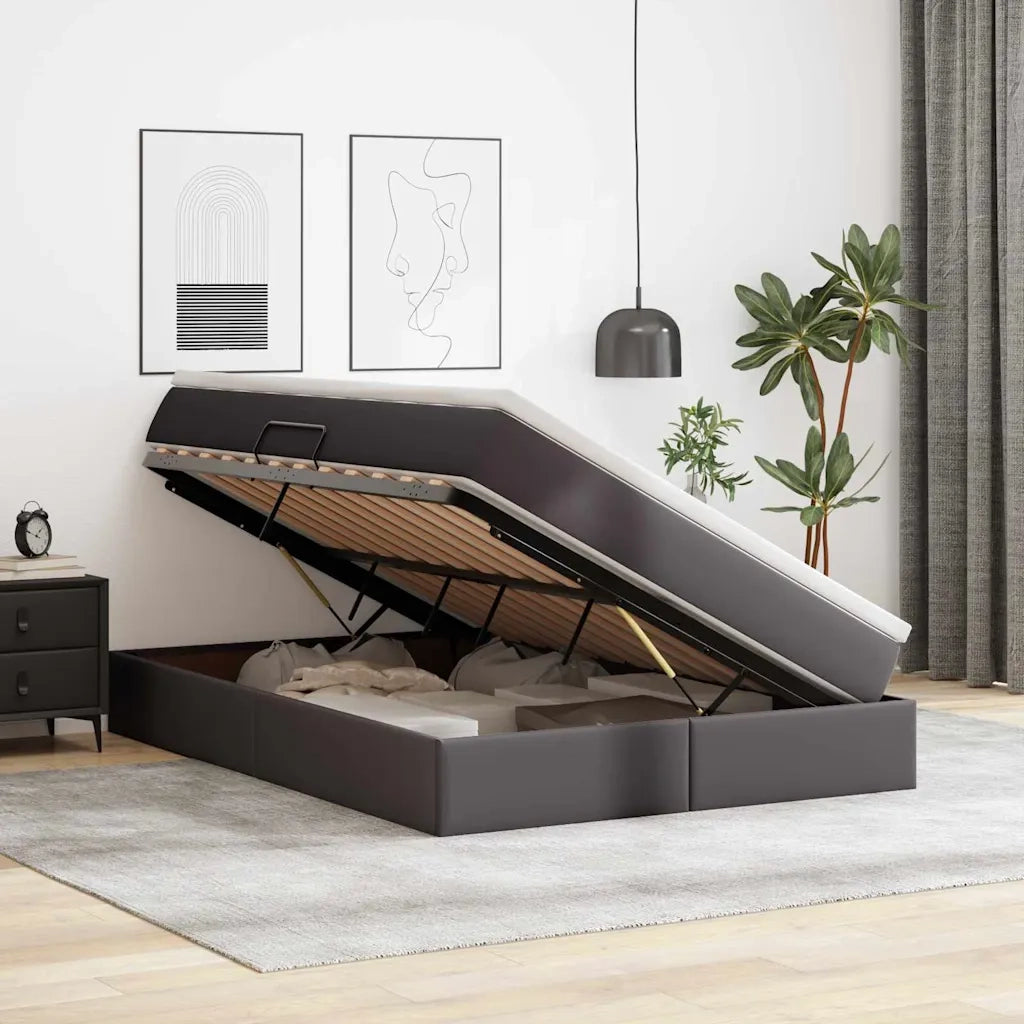 Letto con contenitore e materasso Grigio 140 x 200 cm 3370168